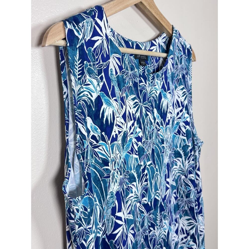 J. Jill Womens Dress Tropical Print Hawaii Beach Blue XL Stretch Coastal - Picture 3 of 12